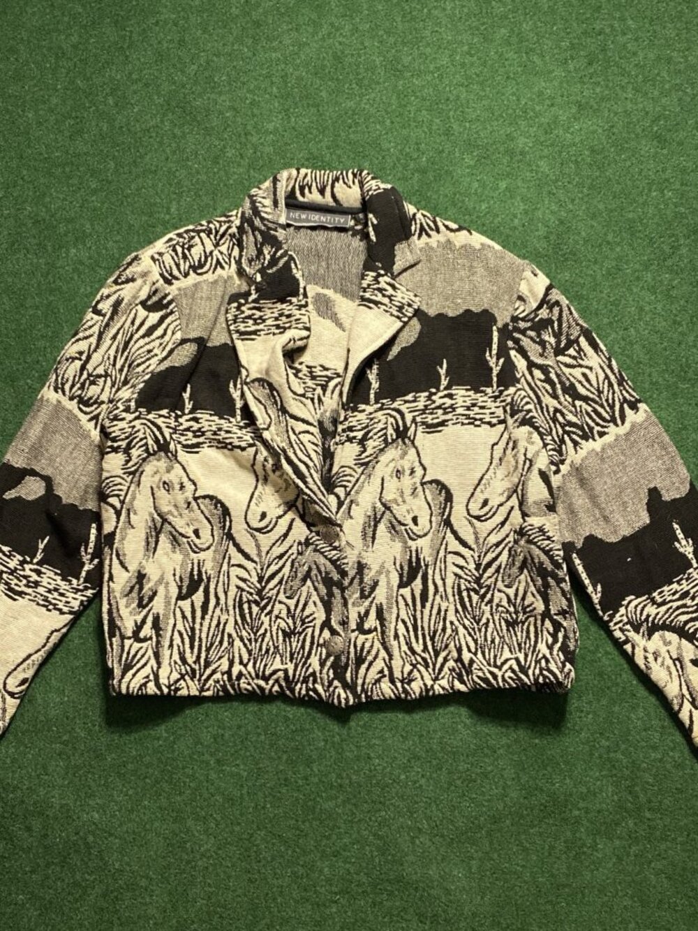 NWT (Defects) Vintage New Identity Horse Tapestry Coat Large
